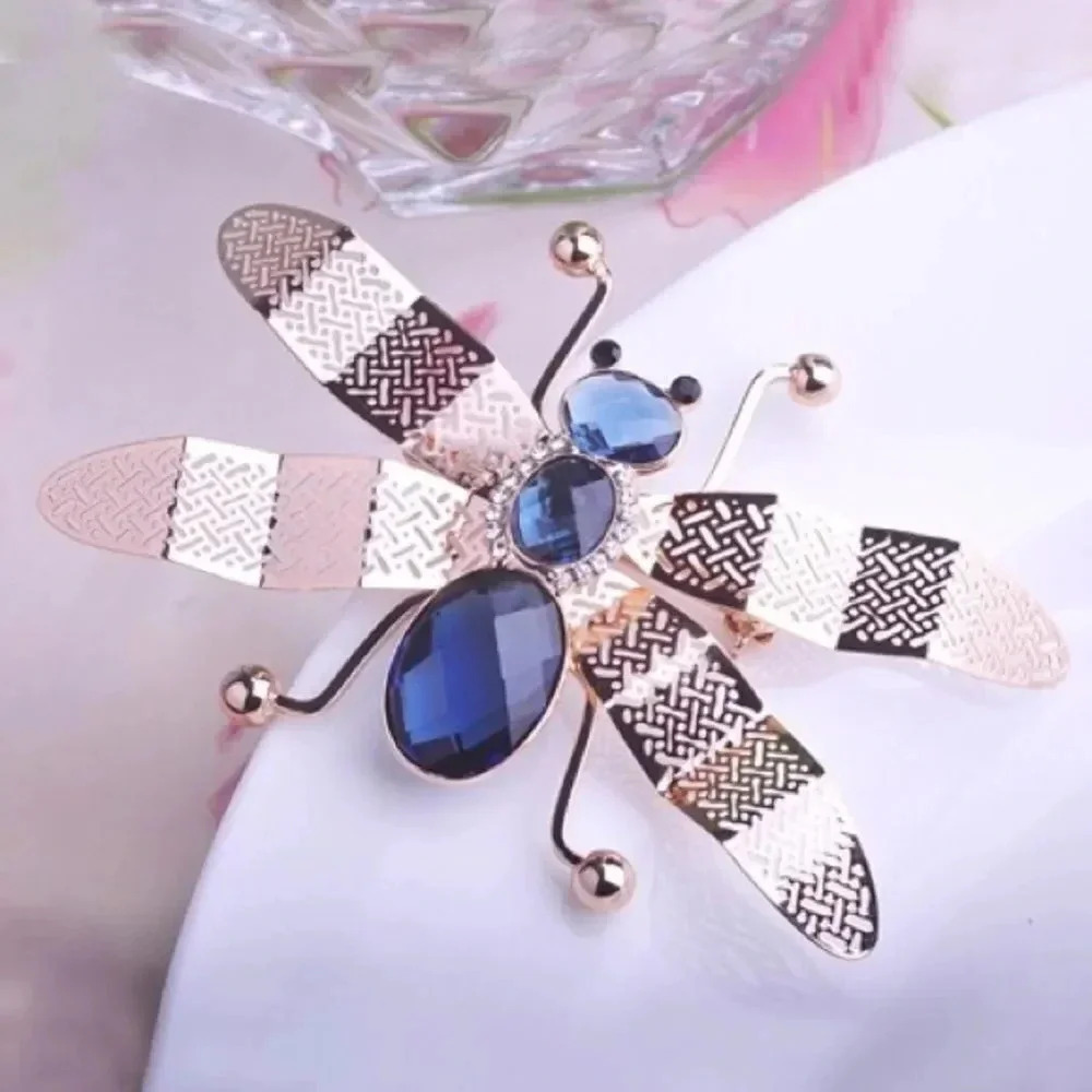 VQ Bee Brooch with Blue Crystals
